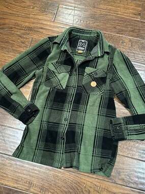 ThirtyTwo Reststop Polar Fleece Repel Shirt Forest Green Plaid